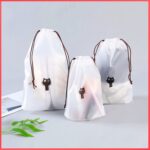 Wolpin Shoe Bag Cover for Shoe Storage & Travelling (Pack of 10) | Drawstring Bags Waterproof | Wide Open Mouth with Drawstring Tight Closure - White - Image 5