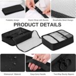 10-Pcs Travel Organizer Packing Cubes Set – Luggage Storage Bags for Clothes, Shoes, Toiletries & Laundry | Space Saver Travel Pouches for Suitcase (BLACK) - Image 3