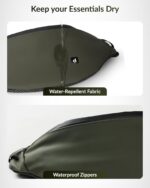 Destinio Waist Bag for Man Woman - Anti Theft, Waterproof Zippers and Back Pocket - Large Travel Waist Pouch, Fanny Pack, Belt & Hip Bag for Men, Women for Hiking, Passport, Gym (Olive Green) - Image 4
