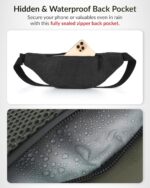 Destinio Waist Bag for Man Woman - Anti Theft, Waterproof Zippers and Back Pocket - Large Travel Waist Pouch, Fanny Pack, Belt & Hip Bag for Men, Women for Hiking, Passport, Gym (Olive Green) - Image 5
