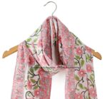 Ravaiyaa - Attitude is everything Hand Block Printed Cotton Long Stole Scarves Hijab Neck Wrap Scarf 71" X 21" Inch (Pink Floral) - Image 3