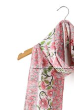 Ravaiyaa - Attitude is everything Hand Block Printed Cotton Long Stole Scarves Hijab Neck Wrap Scarf 71" X 21" Inch (Pink Floral) - Image 4