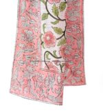 Ravaiyaa - Attitude is everything Hand Block Printed Cotton Long Stole Scarves Hijab Neck Wrap Scarf 71" X 21" Inch (Pink Floral) - Image 5