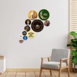 Artvibes Ramadan Special Islamic Round Shape MDF Wooden Wall Decor Items | Living Room | Office | Wall Art Painting For Hall | Graphic Artwork | Wall Art Print | Gift Items (WPS_107NN), Set of 11 - Image 5