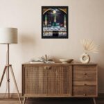 Makkah Madina Photo Frame 8x10 Inch | Islamic Wall Art Kaaba and Masjid An Nabawi Night View | Decorative Muslim Home Décor with Black Wooden Frame-DHNJ-62 - Image 4