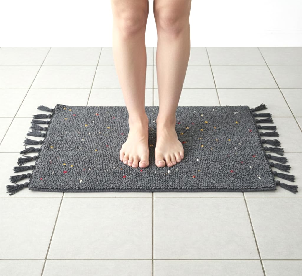 Gellon Traditional Cotton Small Carpet, Door Mat, Floor Mat, Asan for Prayer, Sitting, Meditation, Small Carpet Mat Rug for Floor in 18 x26 Inch in Gray Color (Dark Gray) - Image 7