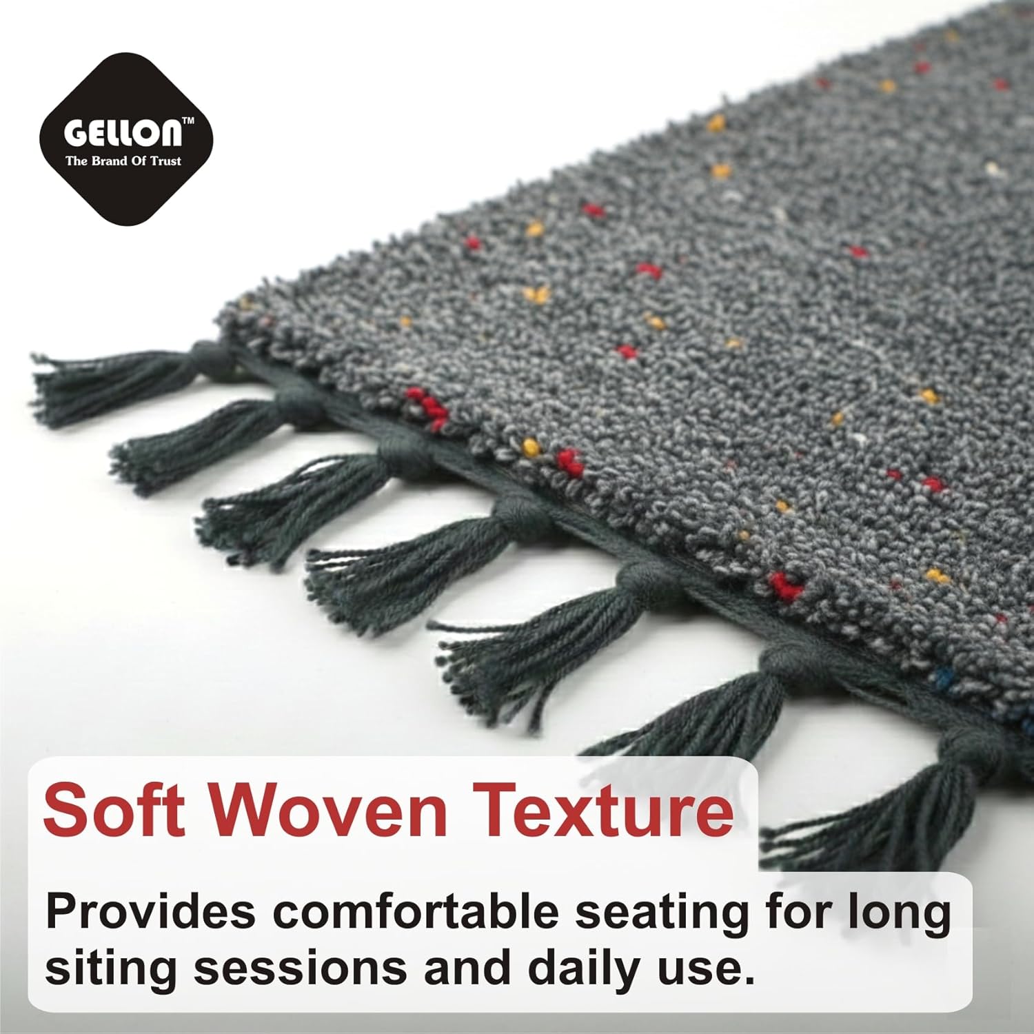 Gellon Traditional Cotton Small Carpet, Door Mat, Floor Mat, Asan for Prayer, Sitting, Meditation, Small Carpet Mat Rug for Floor in 18 x26 Inch in Gray Color (Dark Gray) - Image 8