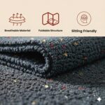 Gellon Traditional Cotton Small Carpet, Door Mat, Floor Mat, Asan for Prayer, Sitting, Meditation, Small Carpet Mat Rug for Floor in 18 x26 Inch in Gray Color (Dark Gray) - Image 9