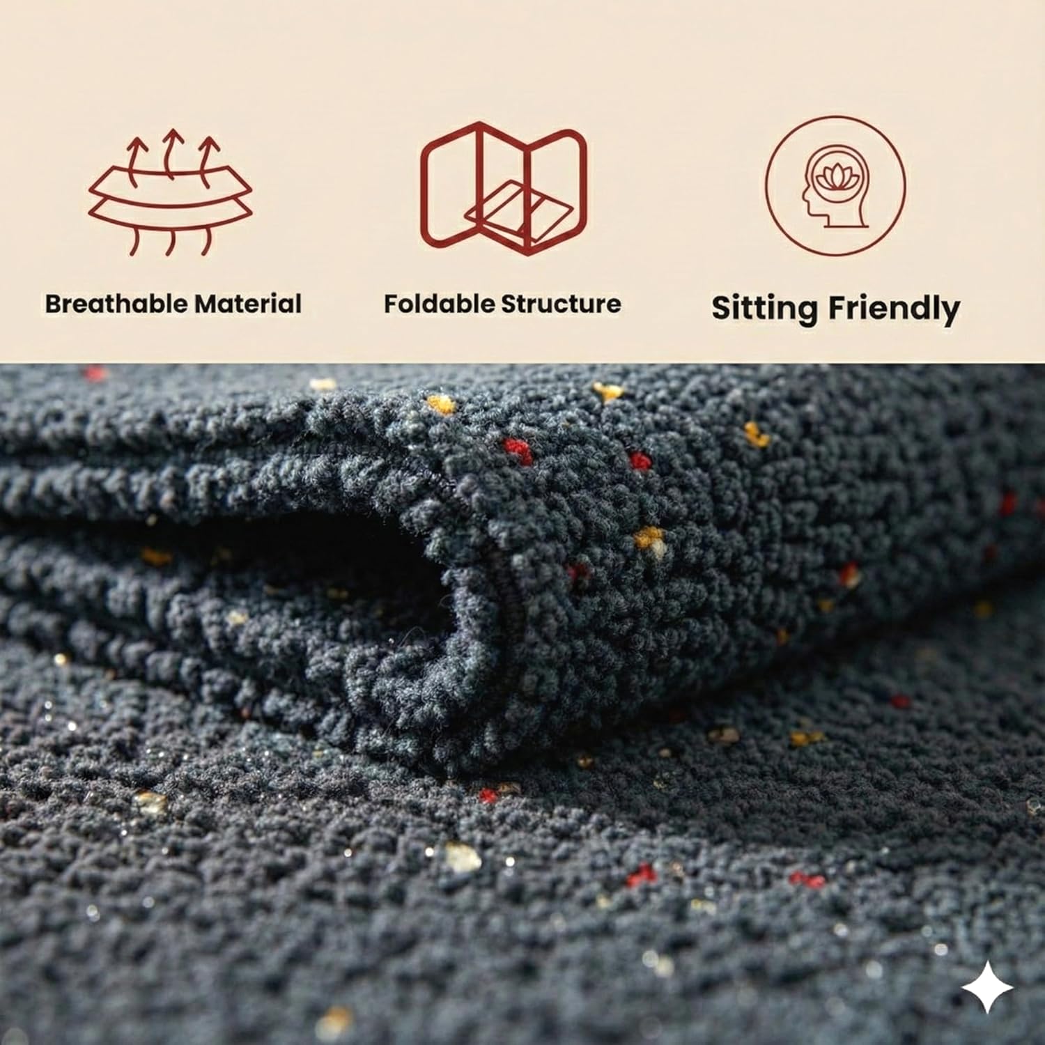 Gellon Traditional Cotton Small Carpet, Door Mat, Floor Mat, Asan for Prayer, Sitting, Meditation, Small Carpet Mat Rug for Floor in 18 x26 Inch in Gray Color (Dark Gray) - Image 9