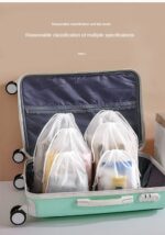 MosQuick Nylon 5Pcs Transparent Pouches Drawstring Bags 30X40 Cm, Premium Multiuse Travel Accessories, Convenient Makeup Pouch, Shoe Bags for Travelling - Image 4