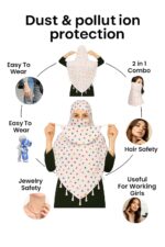 Weavers Villa Women's Cotton Floral Printed Face Cover Scarf | UV Protection, Breathable Fabric | Reusable Hijab Style Shield for Sun, Dust & Pollution - Image 6