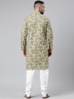 Majestic Man Men's Cotton Regular Fit Casual Mandarin Collar Ethnic Motifs Printed Long Regular Kurta - Image 5
