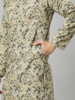 Majestic Man Men's Cotton Regular Fit Casual Mandarin Collar Ethnic Motifs Printed Long Regular Kurta - Image 7