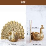 BEHOMA Metal Gold Dancing Peacock for Home Décor | Valentine’s Day, Birthday, Wedding Anniversary Romantic Gift for Women | Good Luck & Love Showpiece with Scented Glass Votive Candle (Golden,18.5cm) - Image 4