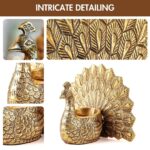 BEHOMA Metal Gold Dancing Peacock for Home Décor | Valentine’s Day, Birthday, Wedding Anniversary Romantic Gift for Women | Good Luck & Love Showpiece with Scented Glass Votive Candle (Golden,18.5cm) - Image 8