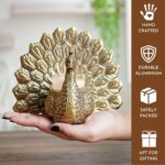 BEHOMA Metal Gold Dancing Peacock for Home Décor | Valentine’s Day, Birthday, Wedding Anniversary Romantic Gift for Women | Good Luck & Love Showpiece with Scented Glass Votive Candle (Golden,18.5cm) - Image 9