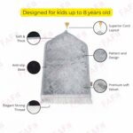 FAF Kids Janamaz Velvet Prayer Mat | Children Islamic Prayer Rug for Boy & Girl (1 to 10) | Soft Thick Namaz Mat, Portable Travel Janemaaz | Mussalla for Home, Mosque & Ramzan, Hajj and Umrah (Grey) - Image 5