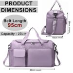 Zollyss Travel Duffel Bag with Shoes Compartment Sports Gym Bag with Dry Wet Separated Pocket for Men and Women, Overnight Bag Weekender Bag Training Handbag (Purple) - Image 3