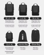 Lyrovo Polyester 6 Set Compression Packing Cubes Travel Accessories Expandable Packing Organizers Pouch (Black) - Image 4