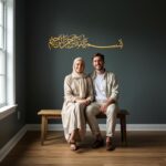 iwa concept Bismillah Islamic Metal Wall Art, Basmala Arabic Calligraphy Decor, Housewarming Gift for Muslims at Ramadan, Eid and Hajj (27.2 x 5.9 inches, Gold) - Image 3