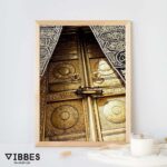 VIBBES Islamic Wall Art Set, Allah Mohammad Arabic Calligraphy with Kaaba Door Digital Prints, 3 Pieces 20x14 Inches Wood Frame - Image 5