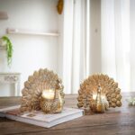 BEHOMA Aluminium Dancing Peacock Figurine Pair for Love & Good Luck | Home Décor Tabletop Showpiece with Scented Votive Candles | Valentine, Anniversary & Wedding Gift for Couples | Set of 2, Gold - Image 4