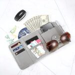 Car Sun Visor Organizer | PU Leather Multi-Pocket Holder for Sunglasses, Pen, Cards, and Small Documents | Zipper & Net Storage Pouch(multicolor) - Image 4
