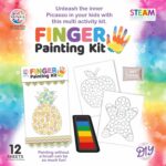 RATNA'S Finger Painting Kit STEAM Learning, 12 Sheets with 6 Colour Tray, DIY Coloring Hand Paint Art and Craft Activity Set for Kids - Image 3