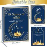 99 Names of Allah Flashcards Quran Verses Asma UI Husna Cards Eid Al Adha Learning Cards in Arabic and English Eid or Ramadan Gifts for Family Friends 5.7×3.1 Inches(Blue and Gold) - Image 3