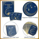 99 Names of Allah Flashcards Quran Verses Asma UI Husna Cards Eid Al Adha Learning Cards in Arabic and English Eid or Ramadan Gifts for Family Friends 5.7×3.1 Inches(Blue and Gold) - Image 5