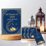 99 Names of Allah Flashcards Quran Verses Asma UI Husna Cards Eid Al Adha Learning Cards in Arabic and English Eid or Ramadan Gifts for Family Friends 5.7×3.1 Inches(Blue and Gold) - Image 6