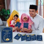 99 Names of Allah Flashcards Quran Verses Asma UI Husna Cards Eid Al Adha Learning Cards in Arabic and English Eid or Ramadan Gifts for Family Friends 5.7×3.1 Inches(Blue and Gold) - Image 7