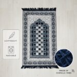 Prayer Mat for Men and Women Soft Lightweight Namaz Rug with Anti Slip Base Washable Foldable Prayer Carpet for Home Mosque Travel (Grey) - Image 4