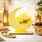 CraftVatika Ramadan Mubarak Decorative Crescent Moon Showpiece – Premium Islamic Home Décor for Ramadan & Eid Mubarak Gift, Islamic Home Decoration, Ramzan Tabletop Showpiece Gift for Family Friends - Image 3