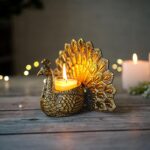 BEHOMA Metal Peacock Candle & Holder Gift Hamper | Romantic Home Décor for Valentine’s Day, Anniversary & Wedding | Love & Couples Gift | Metal Peacock, Scented Votive Candle & Premium Gift Box, Gold - Image 3