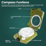 Pullox Magnetic Compass Compact Portable Lensatic Tactical Compass Impact Resistant and Waterproof Metal Sighting Navigation Compasses for Hiking, Camping, Motoring, Boating, Boy Scout (Multicolour) - Image 3