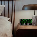 Sehaz Artworks Digital Alarm Clock for Living Room Stylish | Electric Digital Wall Clock for Hall |Alarm Clock for Heavy Sleepers | Alarm Clock for Bedroom |Table Clock for Home |Digital Watch - Green - Image 10