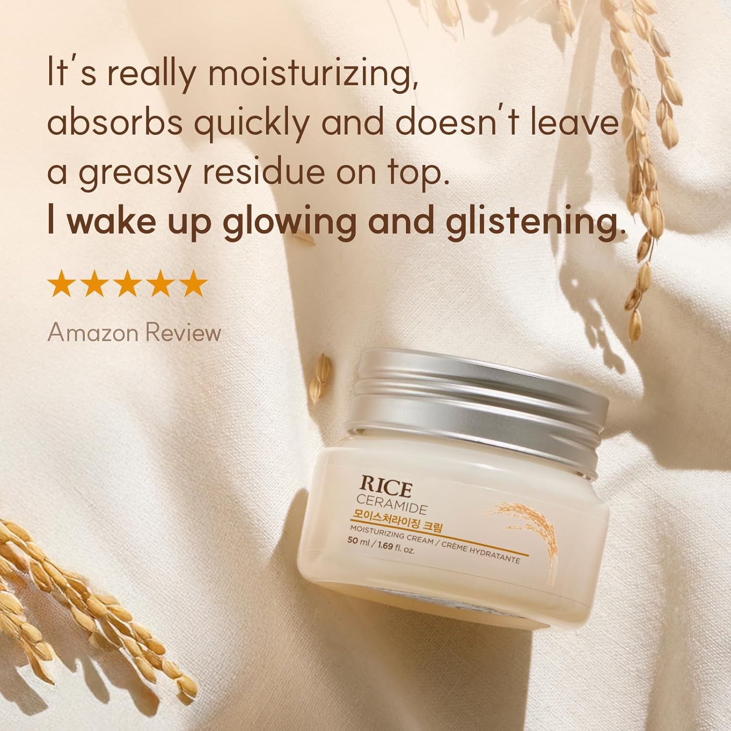 The Face Shop Rice & Ceramide Moisturizing Cream with Rice Extracts for Skin Brightening | Ceramide Moisturizer For Skin Barrier Repair | Paraben & Paraffins Free, Korean skin care products, 50ml - Image 6