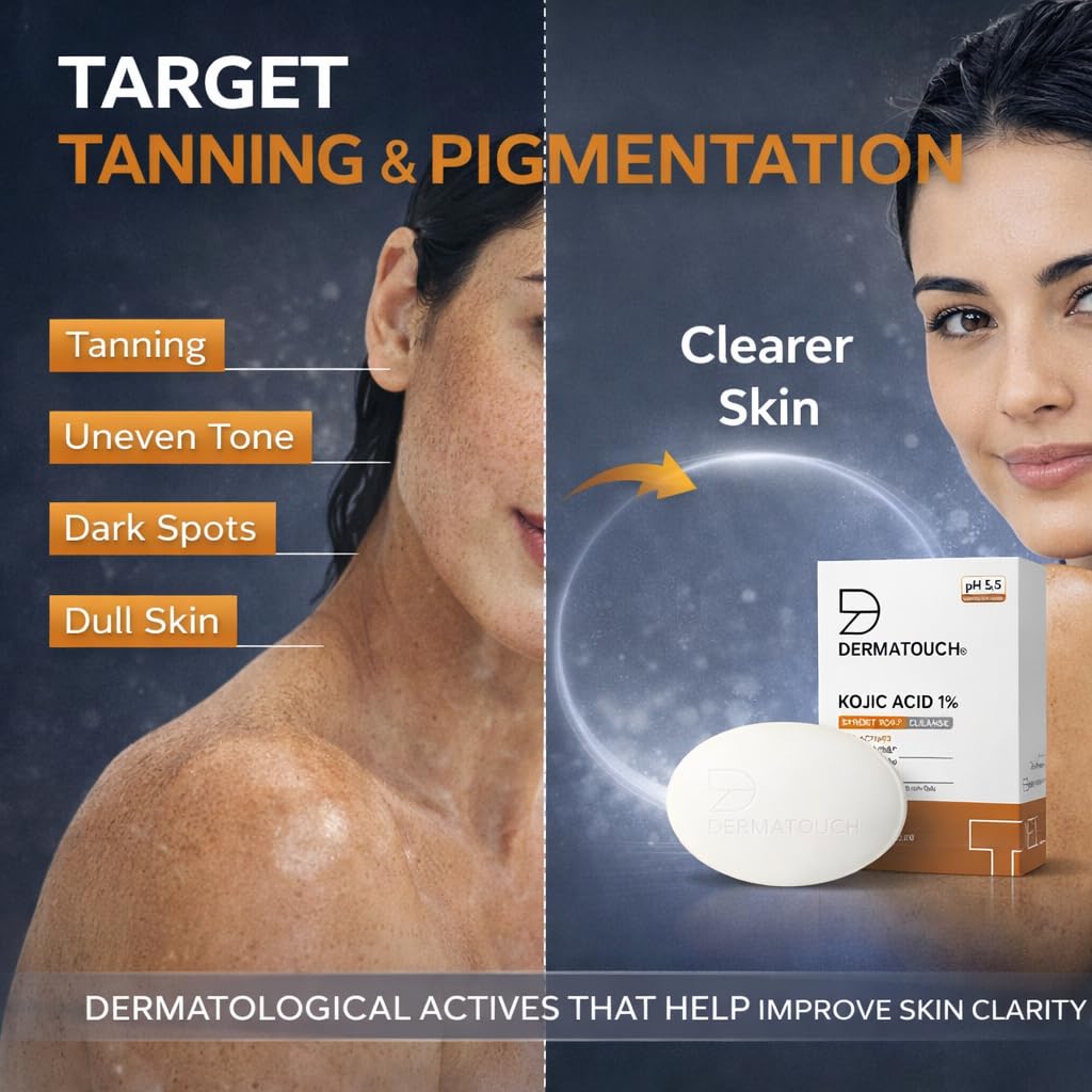 DERMATOUCH Kojic Acid 1% Soap with Glutathione | For Pigmentation & Sun damage | Soap for Men & Women | Suitable for All Skin Types | 75g - Image 3
