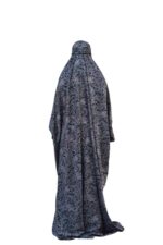 Black Printed Prayer Dress for Women, Soft Cotton Blend, Paisley Pattern, Full Coverage Islamic Wear with Attached Hijab, Traditional Style - Image 3