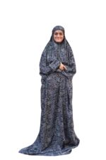 Black Printed Prayer Dress for Women, Soft Cotton Blend, Paisley Pattern, Full Coverage Islamic Wear with Attached Hijab, Traditional Style - Image 6