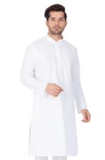 VASTRAMAY Men Super Soft Pure Cotton White Kurta – Comfortable Ethnic Wear for Eid, Holi, Weddings & Festivals – Classic Traditional Cotton Kurta for Men - Image 3