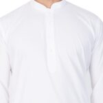 VASTRAMAY Men Super Soft Pure Cotton White Kurta – Comfortable Ethnic Wear for Eid, Holi, Weddings & Festivals – Classic Traditional Cotton Kurta for Men - Image 4