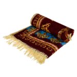 Kuber Industries Velvet Prayer Mat | Meditation Prayer Carpet Mat | Pooja Aasan Mat |Traditional Flower Square Prayer Mat | Small | Pack of 3 | Multicolor - Image 5