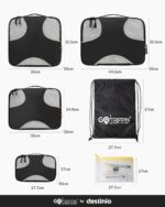 GoTrippin Polyester Packing Cubes for Travel 6 in 1 Water Resistant Travel Organizer Pouch Set (4 Cubes+ Drawstring Bag+ Cosmetic Pouch) Luggage Suitcase Wardrobe Organiser Bags Black - Image 6