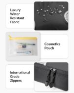 GoTrippin Polyester Packing Cubes for Travel 6 in 1 Water Resistant Travel Organizer Pouch Set (4 Cubes+ Drawstring Bag+ Cosmetic Pouch) Luggage Suitcase Wardrobe Organiser Bags Black - Image 7