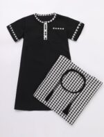 Toddler Muslim Baby Boys Prayer Clothes Kaftan Thobe Short Sleeve Ramadan Arabic Islamic Abaya Dubai Robe Head Scarf Rope Set - Image 4
