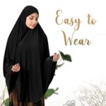 Women Black Full Coverage Khimar with Head Cover Crystal Fabric Lightweight Breathable Islamic Prayer Hijab Modest Wear for Namaz - Image 3