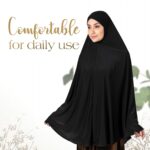 Women Black Full Coverage Khimar with Head Cover Crystal Fabric Lightweight Breathable Islamic Prayer Hijab Modest Wear for Namaz - Image 4