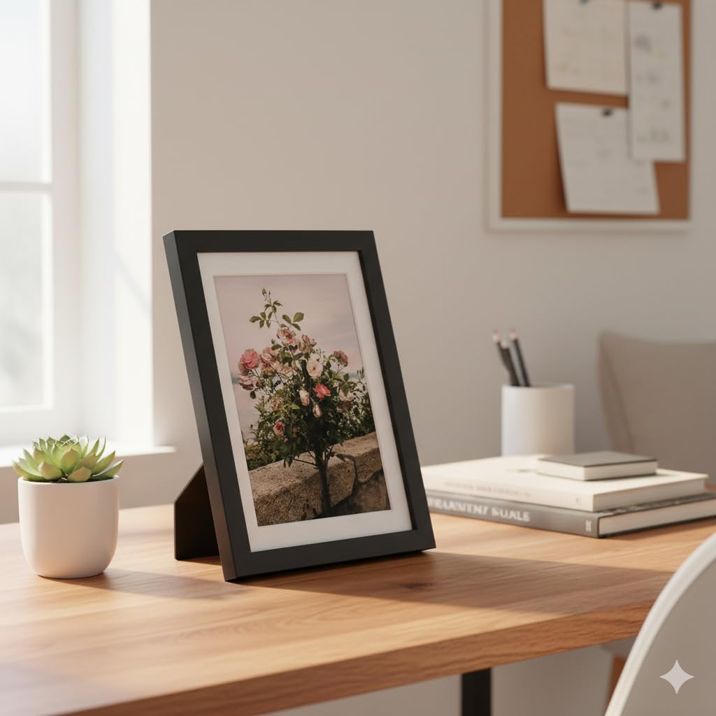 Stuthi Arts Premium Table Top Photo Frame, Set of 5 Colors, Durable Synthetic Wood with Stand for Home & Office Decor (6x8 Inch) - Image 4